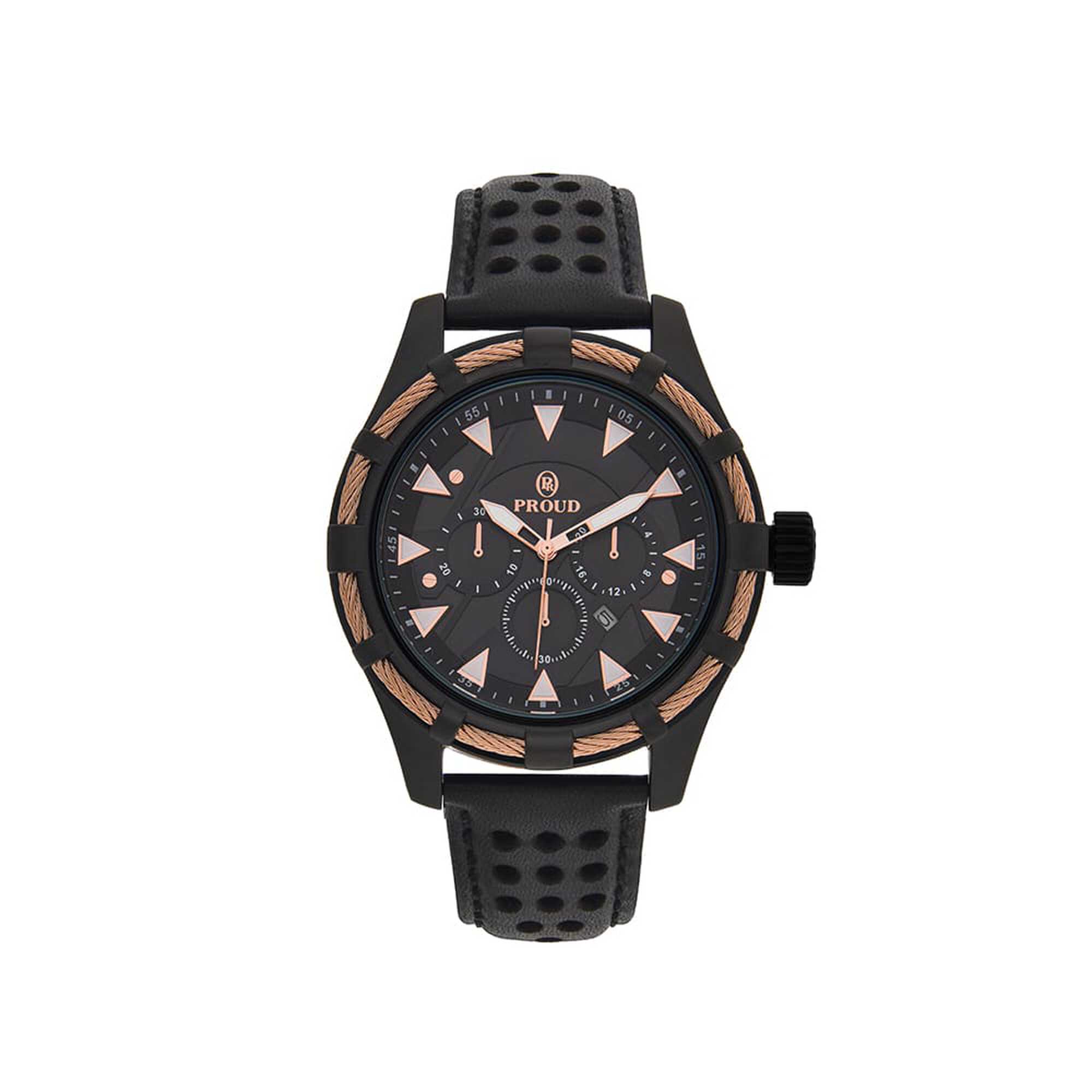 Proud Leather Silver with Black Men's Watch -BG-S03030S