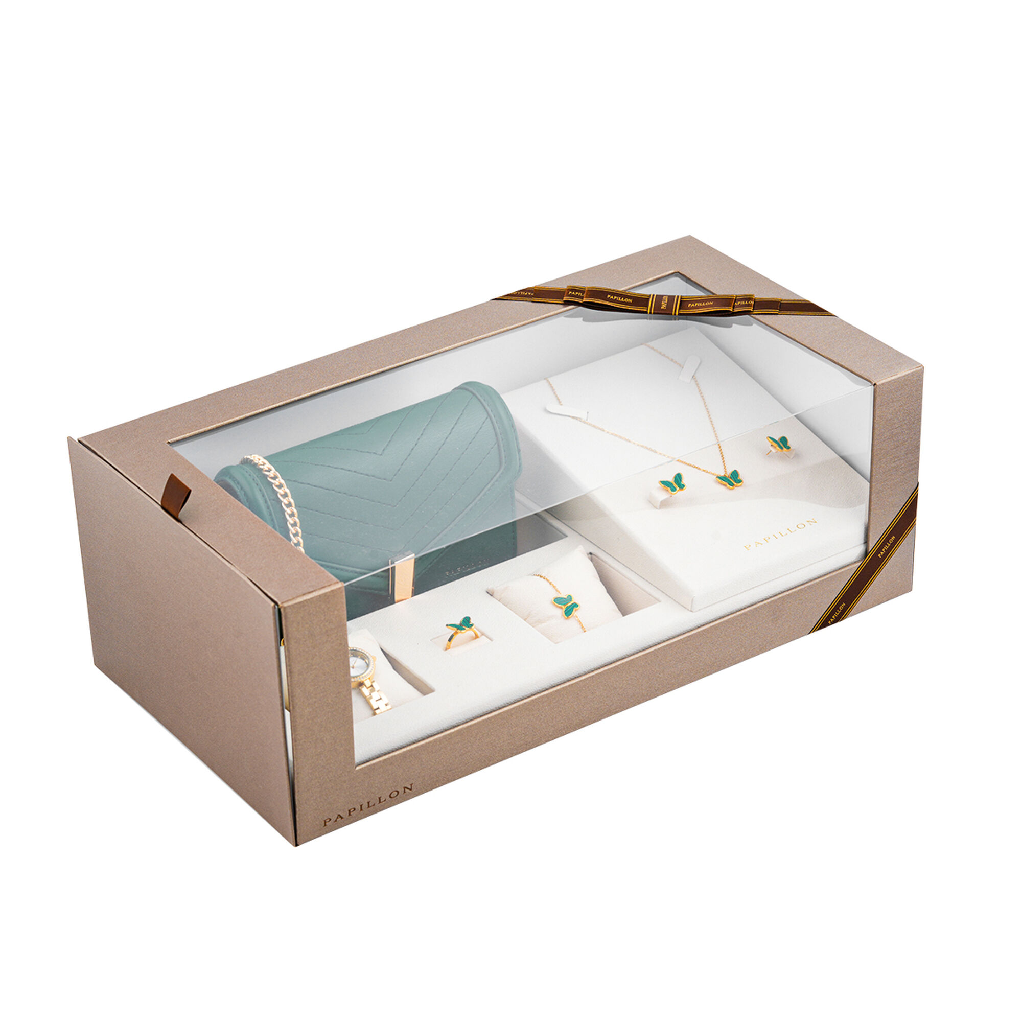 طقم بابيون سداسي مع ساعة ذهبي SHA1517