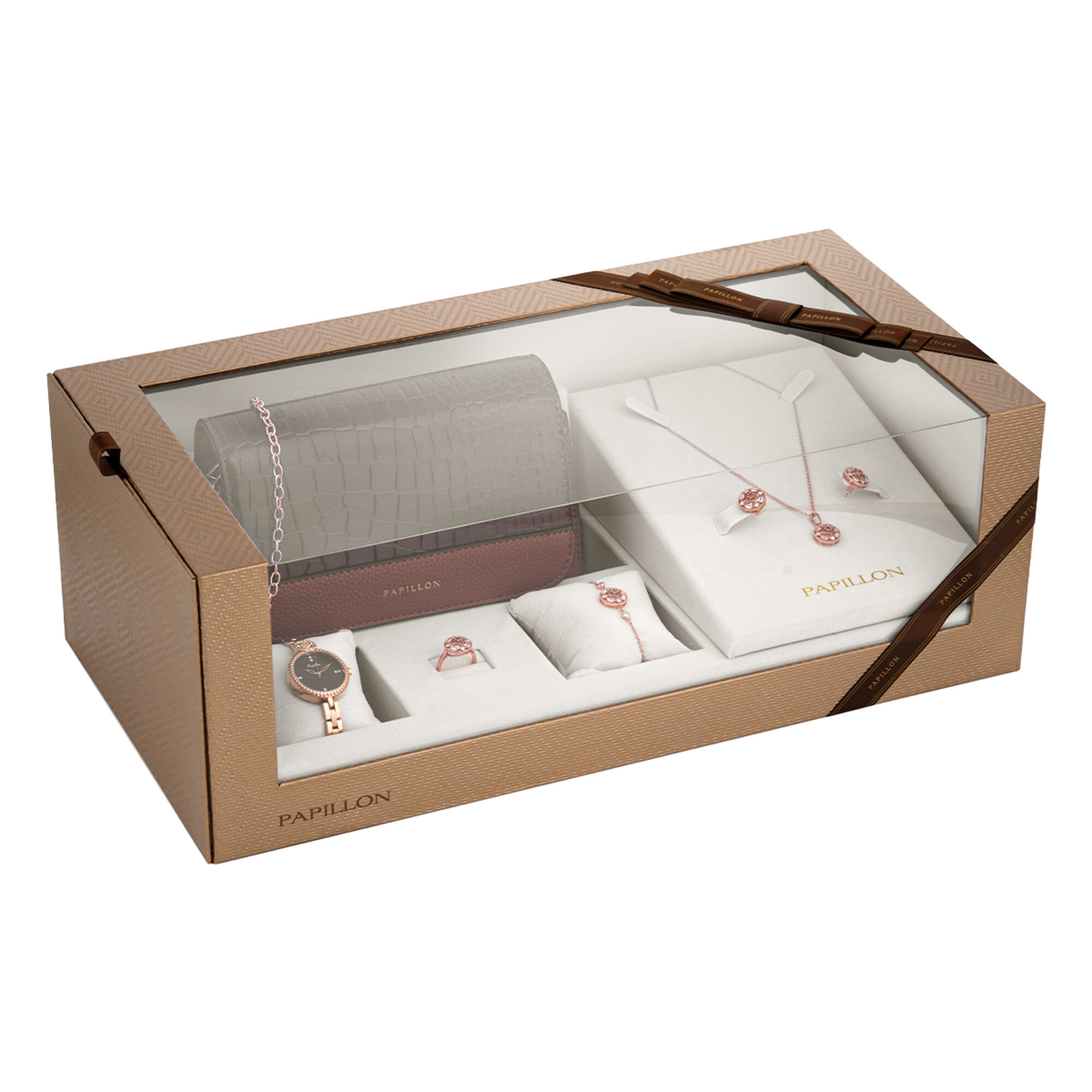 SHA A-N3052 BW طقم سداسي بابيون نسائي مع ساعة