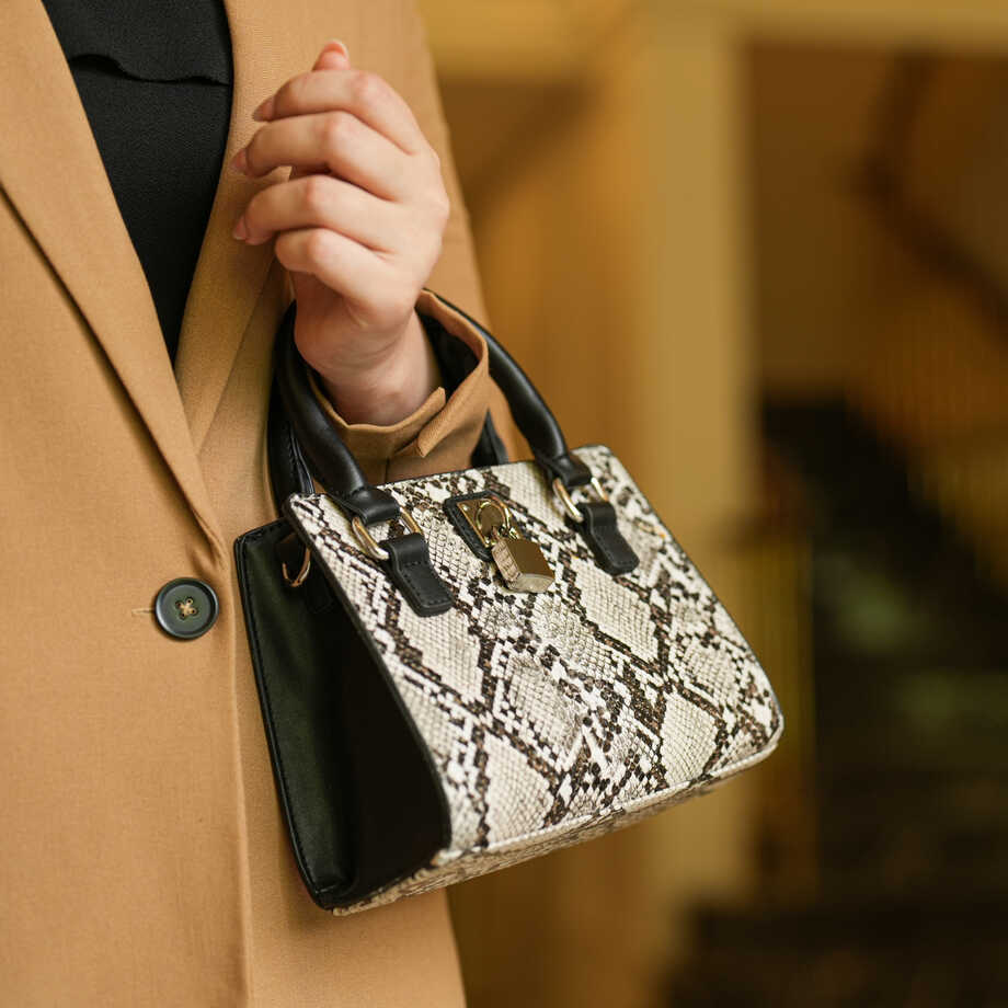 Black Papillon bag with snake pattern NOR-81274E-3_S