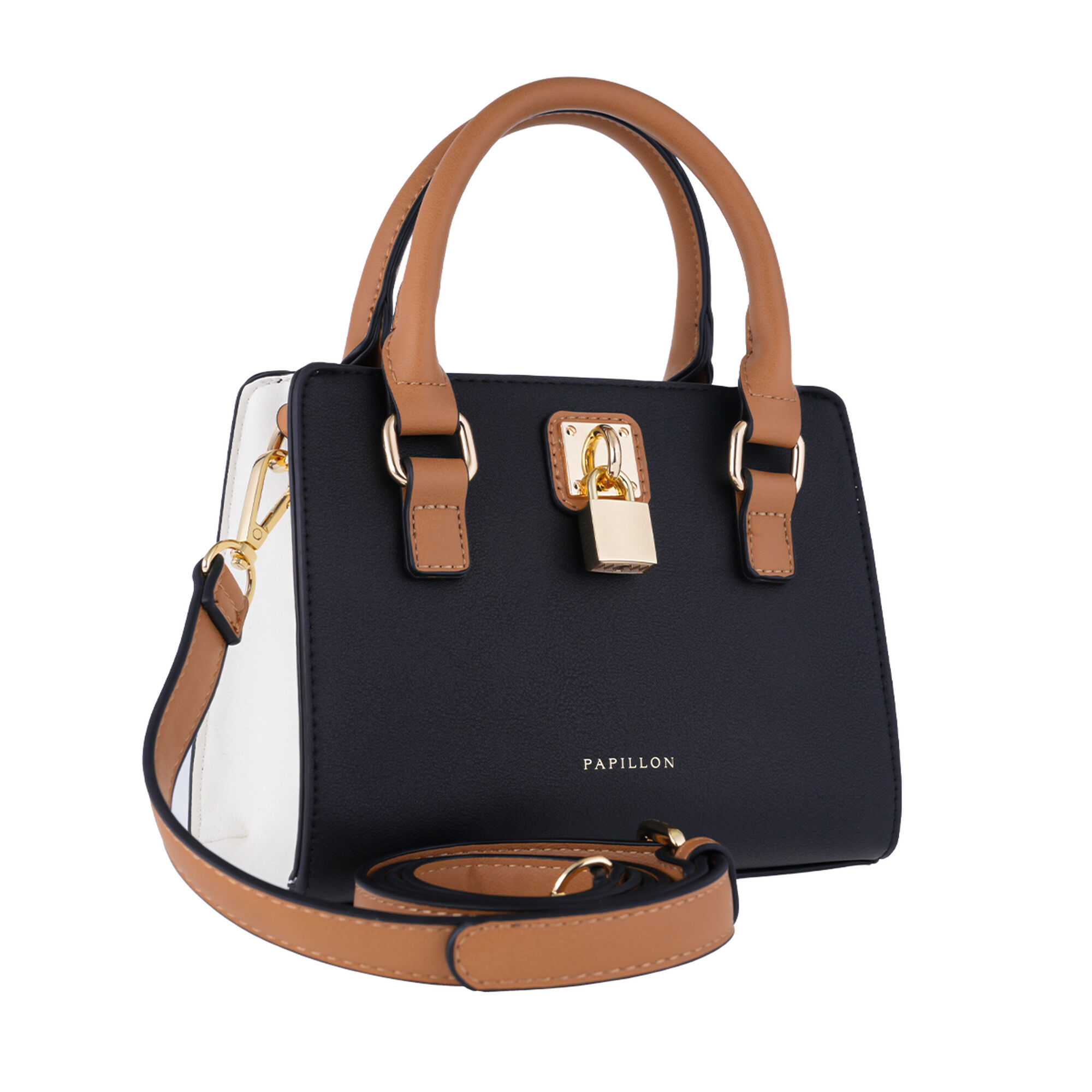 شنطة بابيون هاند باج أسود وبيج 