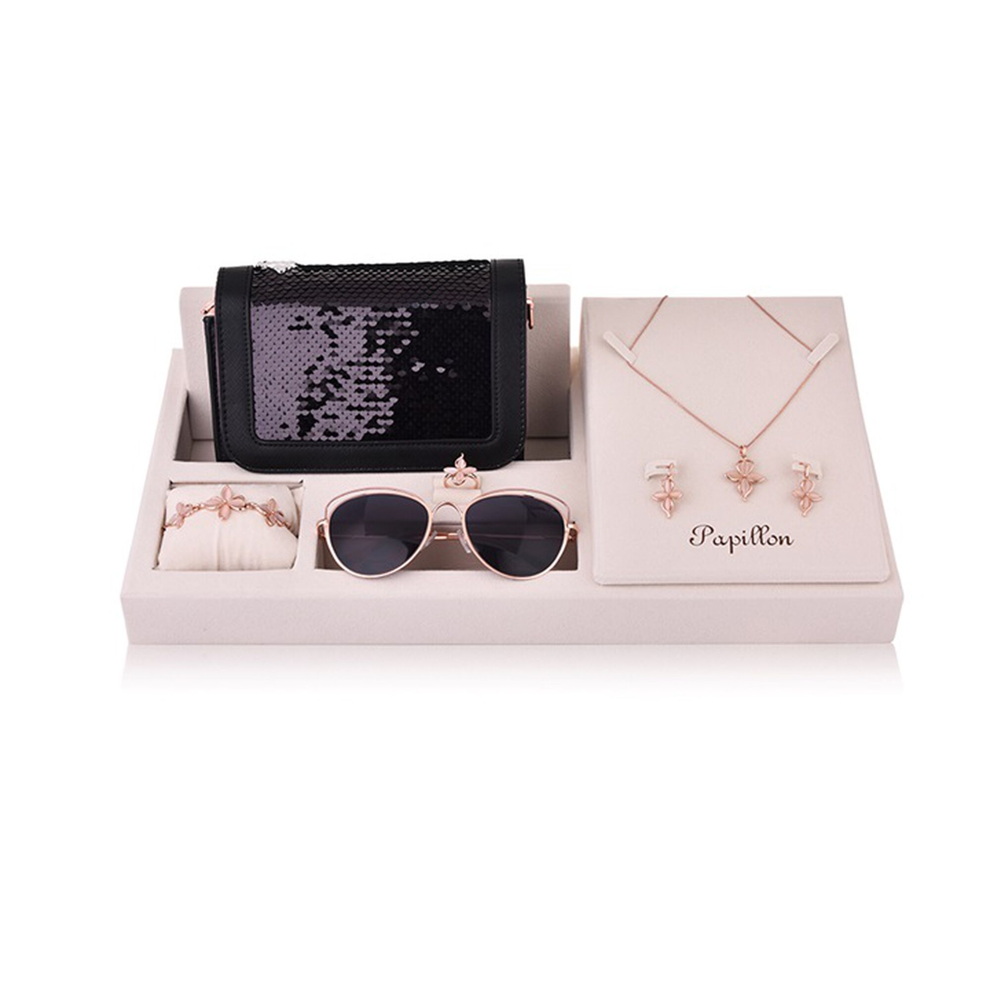 طقم بابيون اكسسوار روز جولد سداسي