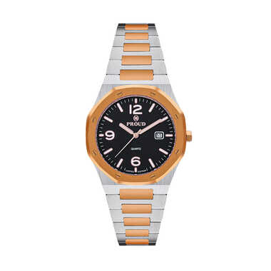 Proud Rose Gold and Silver with Leather Strap Men&rsquo;s Watch - UH-21PR014