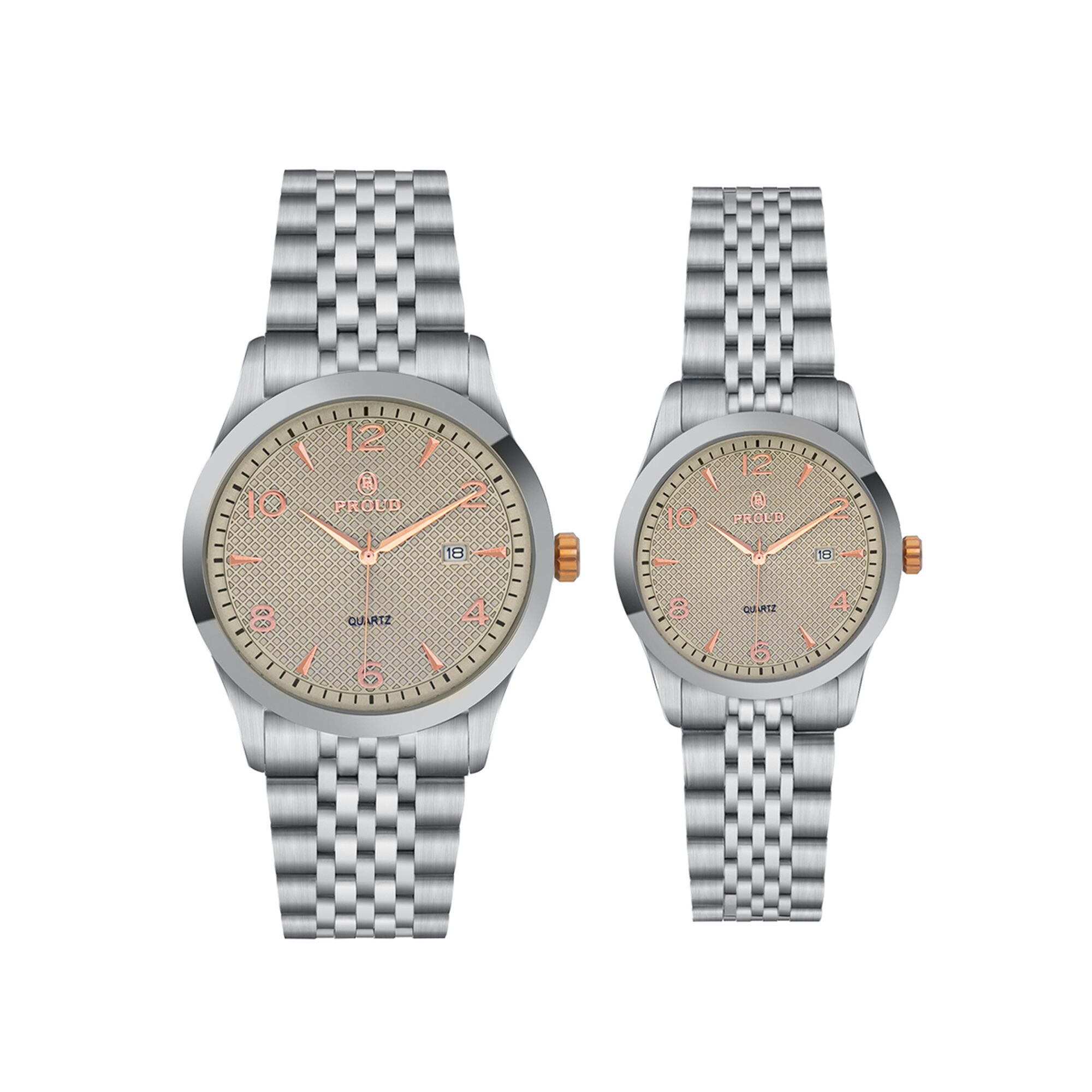 طقم ساعة براود  رجالي نسائي Y23 (SM-21081G&L)Sgray + علبة